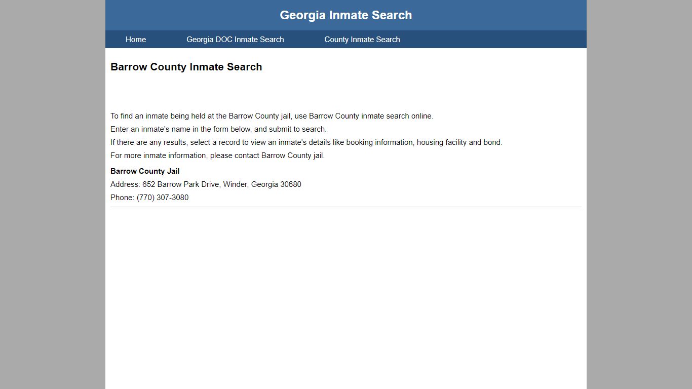 Barrow County Jail Inmate Search